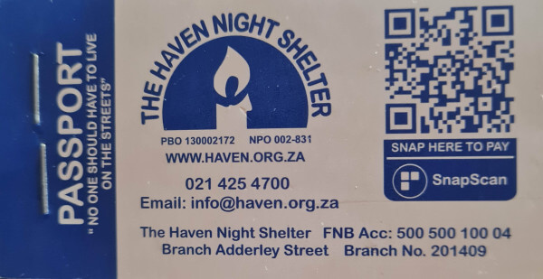 Voucher - The Haven Night Shelter, Kapstadt (5er Pack)